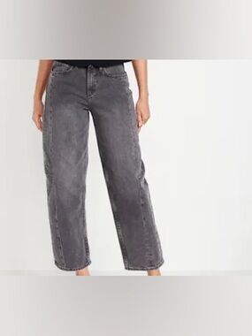 Old Navy NWT barrel jeans size 14 grey black wash 24” inseam